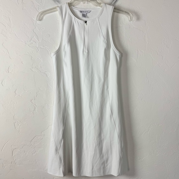 Athleta Dresses & Skirts - Athleta Dress Ace Tennis Athletic Workout Golf Running Solid White Zip Down Knit